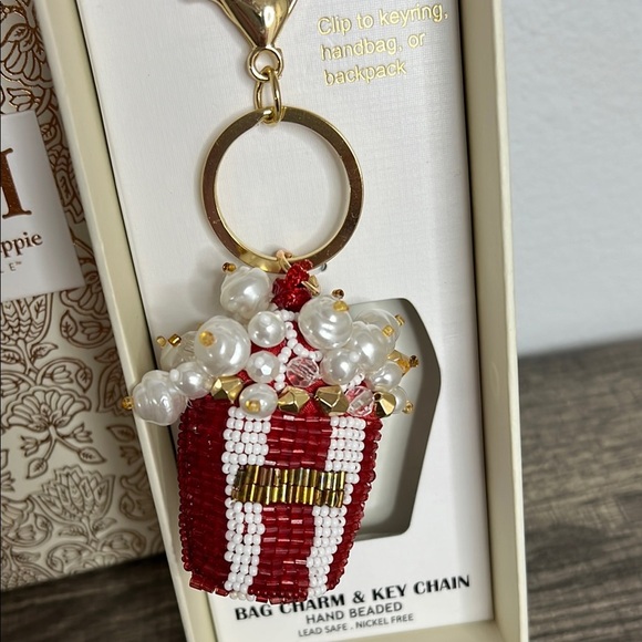Haute Hippie 🍿✨ Adorable Hand-Beaded Popcorn Bag Charm! 🎉❤️ - Picture 5 of 6